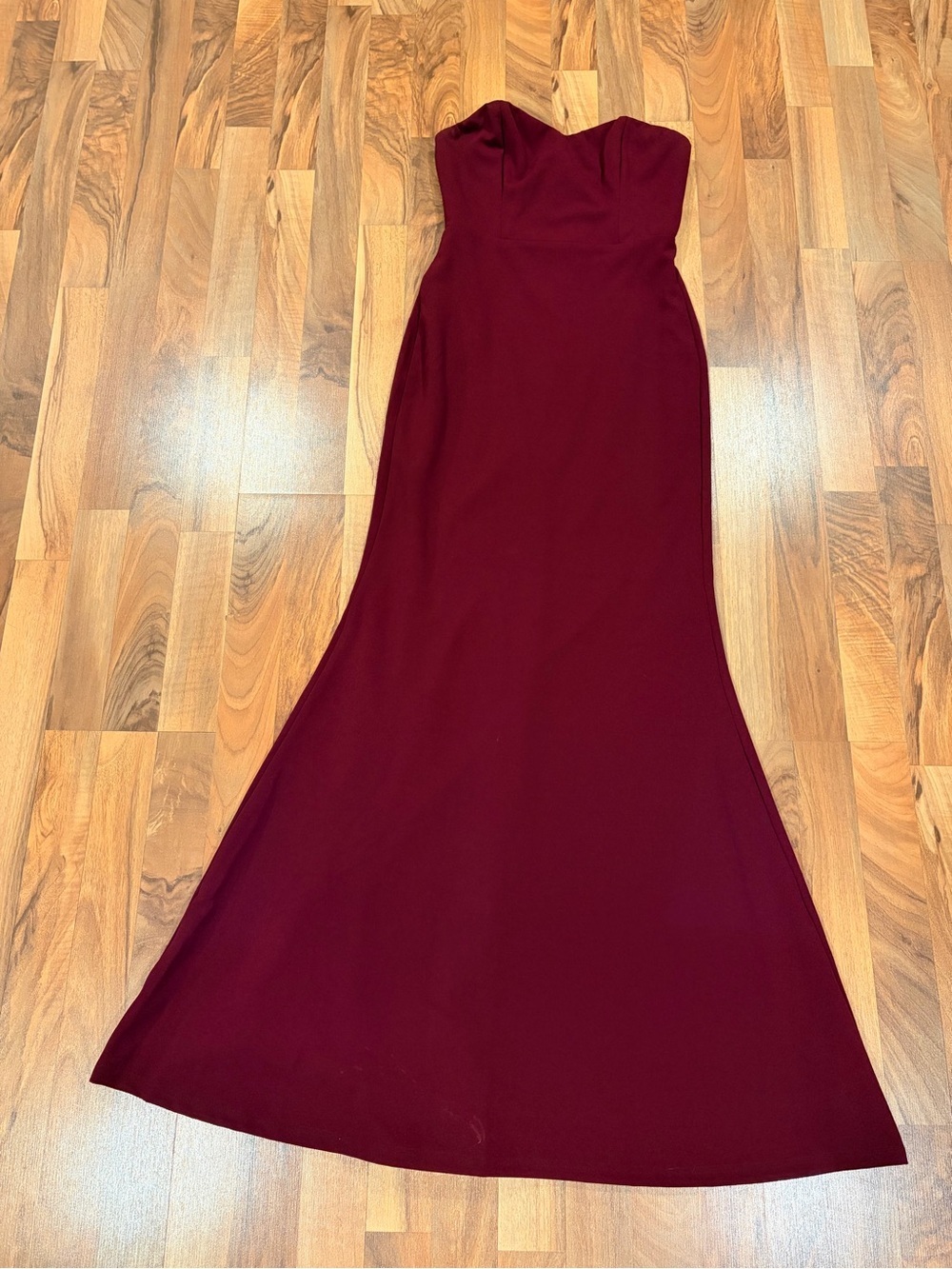 Strapless Burgundy Mermaid Evening Dress - Picture 5 of 5